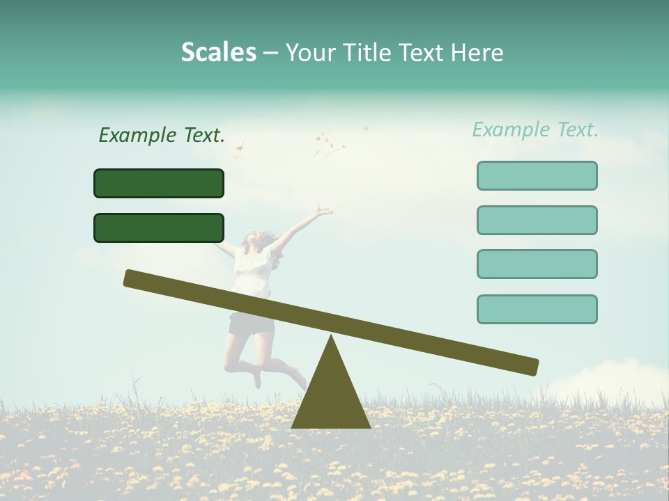 A Woman Jumping In The Air With A Kite PowerPoint Template