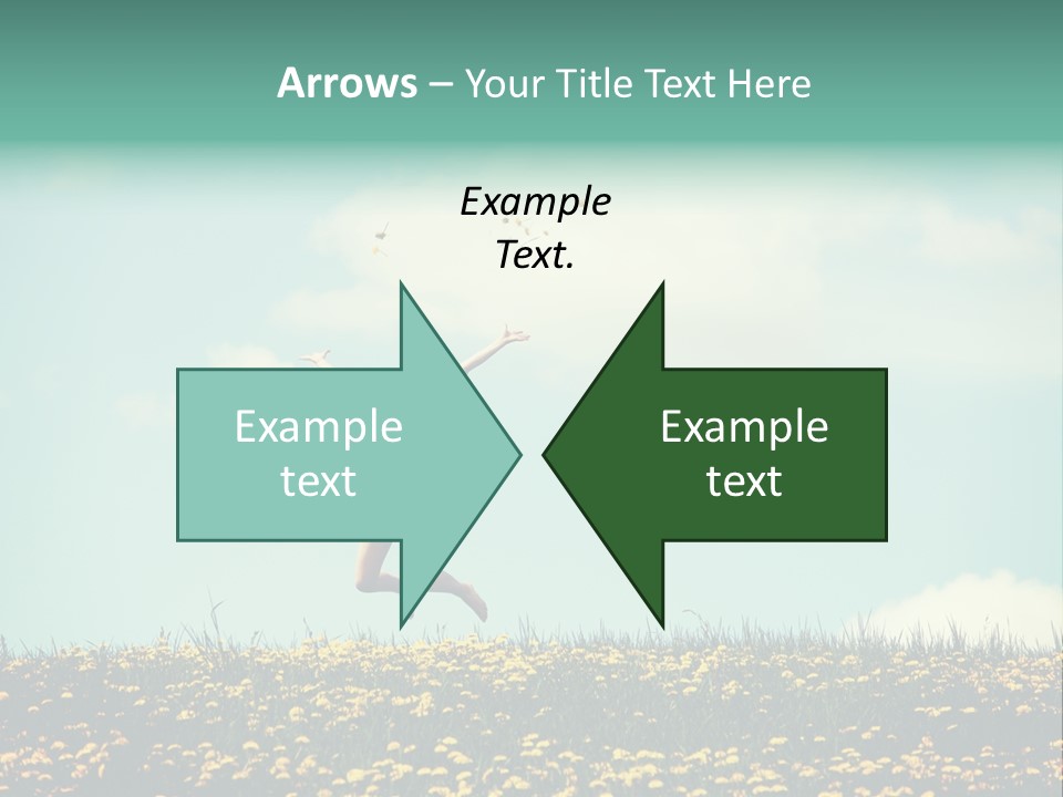 A Woman Jumping In The Air With A Kite PowerPoint Template