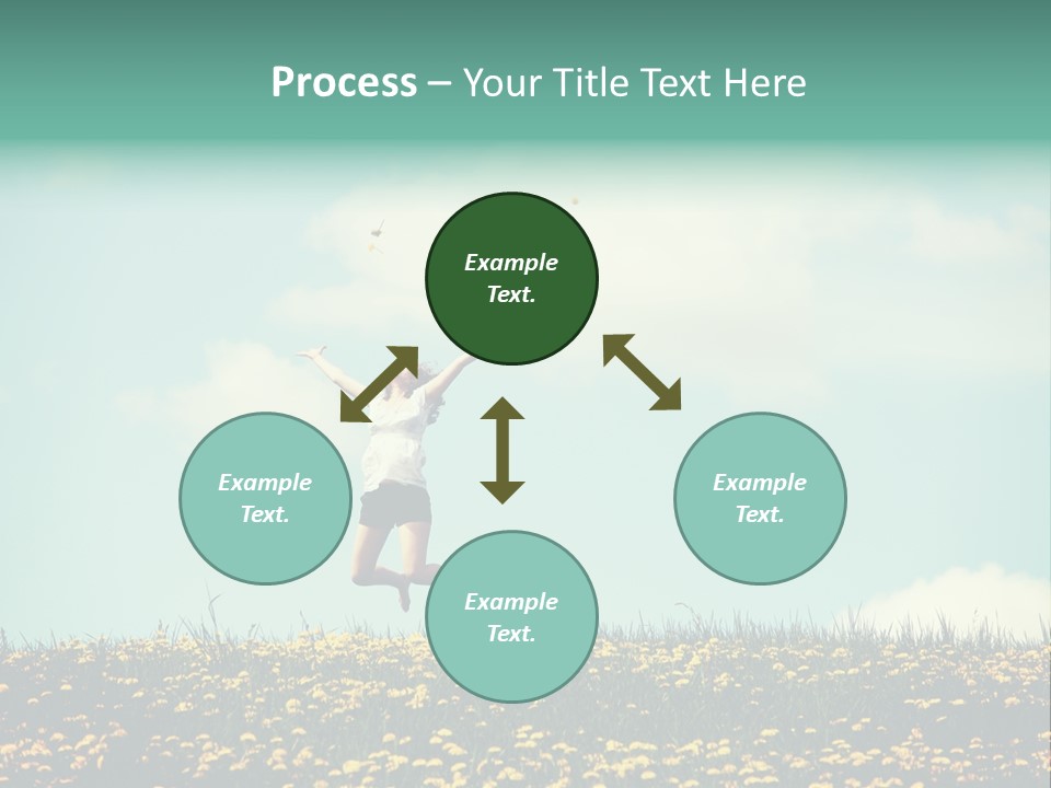 A Woman Jumping In The Air With A Kite PowerPoint Template