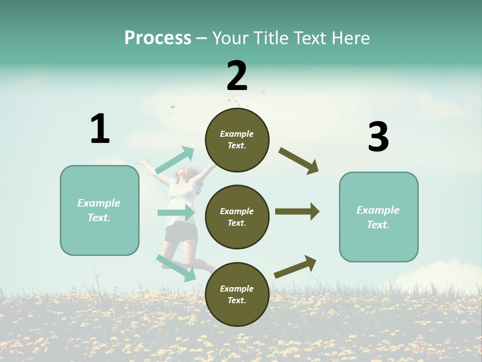 A Woman Jumping In The Air With A Kite PowerPoint Template