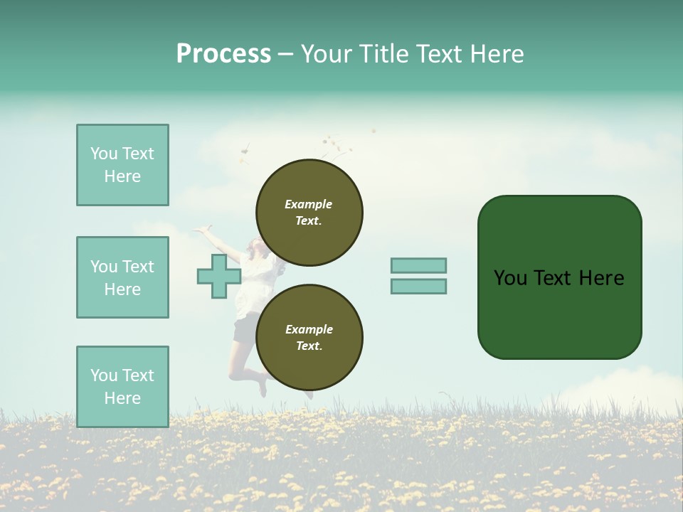 A Woman Jumping In The Air With A Kite PowerPoint Template