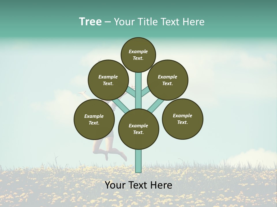 A Woman Jumping In The Air With A Kite PowerPoint Template