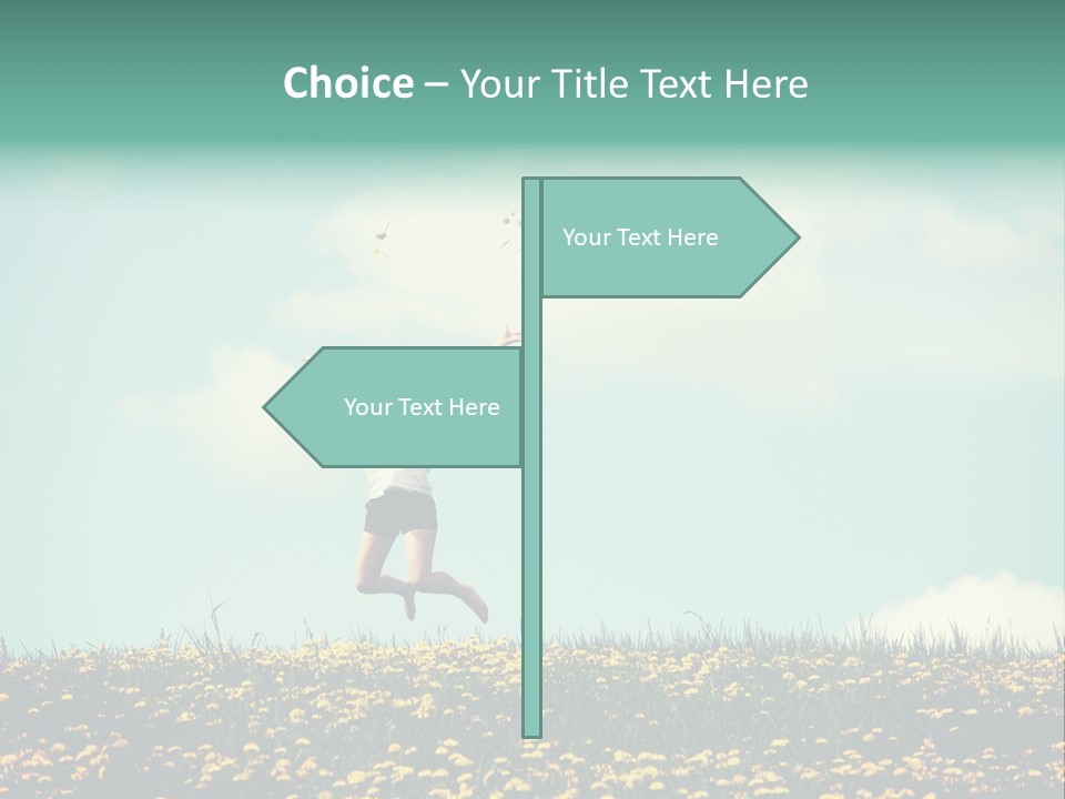 A Woman Jumping In The Air With A Kite PowerPoint Template