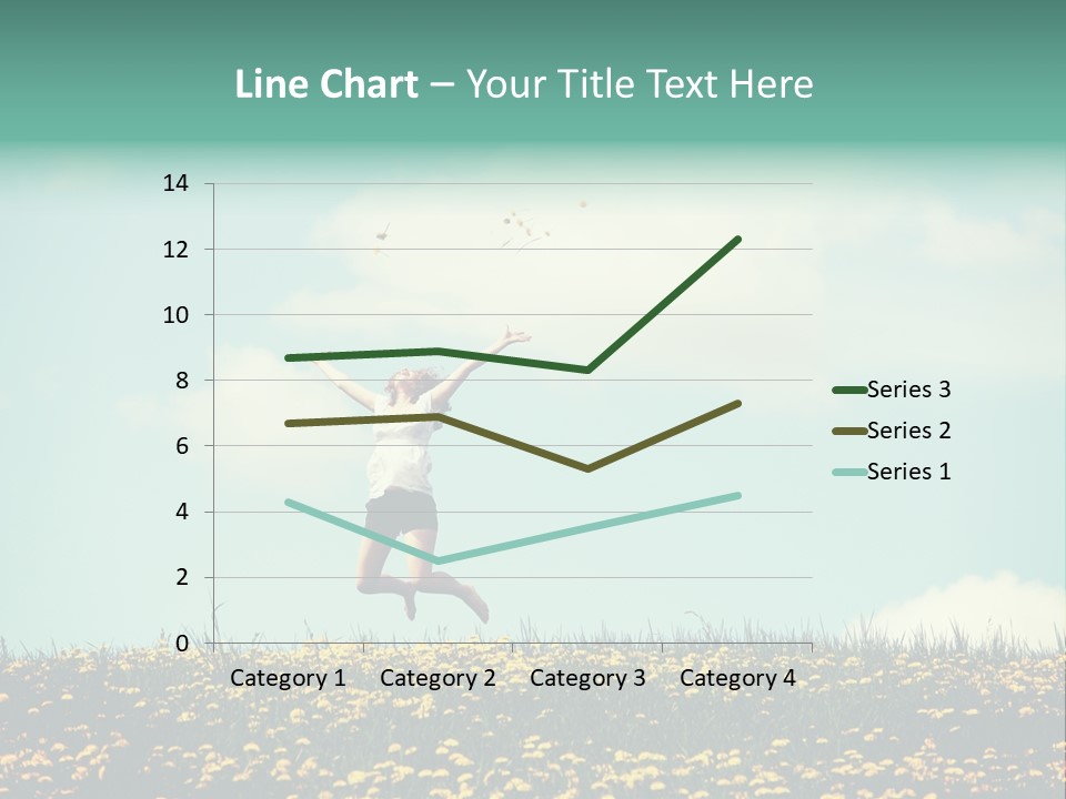 A Woman Jumping In The Air With A Kite PowerPoint Template