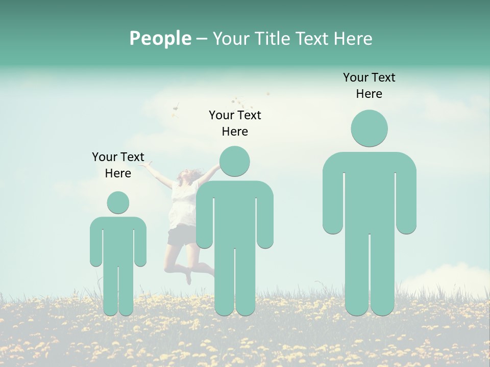 A Woman Jumping In The Air With A Kite PowerPoint Template