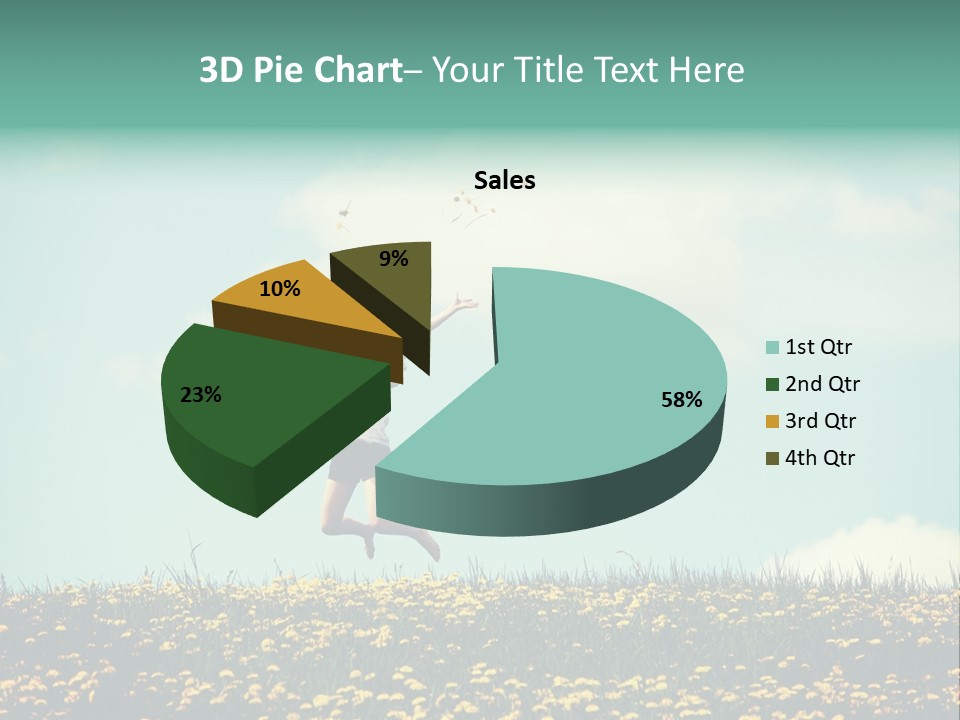 A Woman Jumping In The Air With A Kite PowerPoint Template