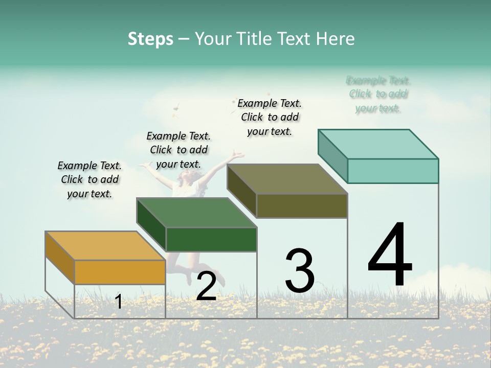 A Woman Jumping In The Air With A Kite PowerPoint Template