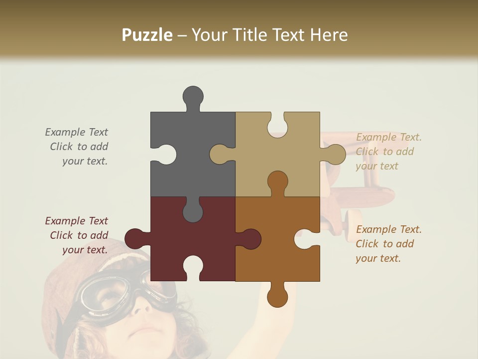 A Little Girl Holding A Toy Airplane In Her Hand PowerPoint Template