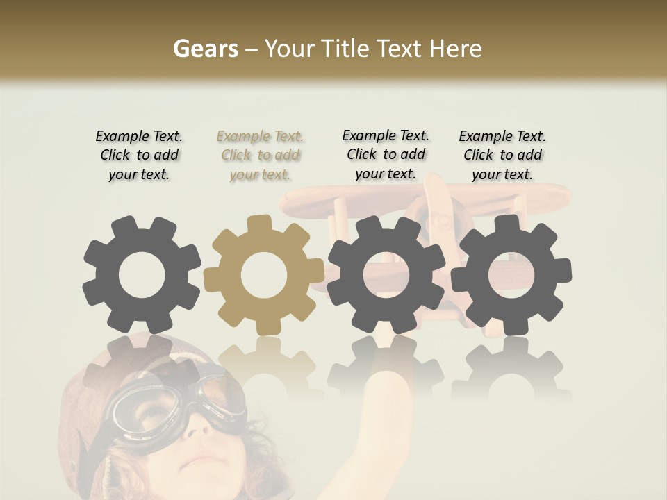 A Little Girl Holding A Toy Airplane In Her Hand PowerPoint Template