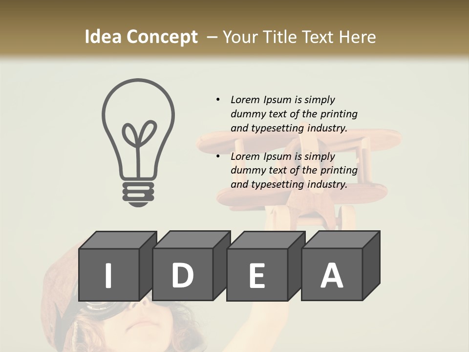 A Little Girl Holding A Toy Airplane In Her Hand PowerPoint Template