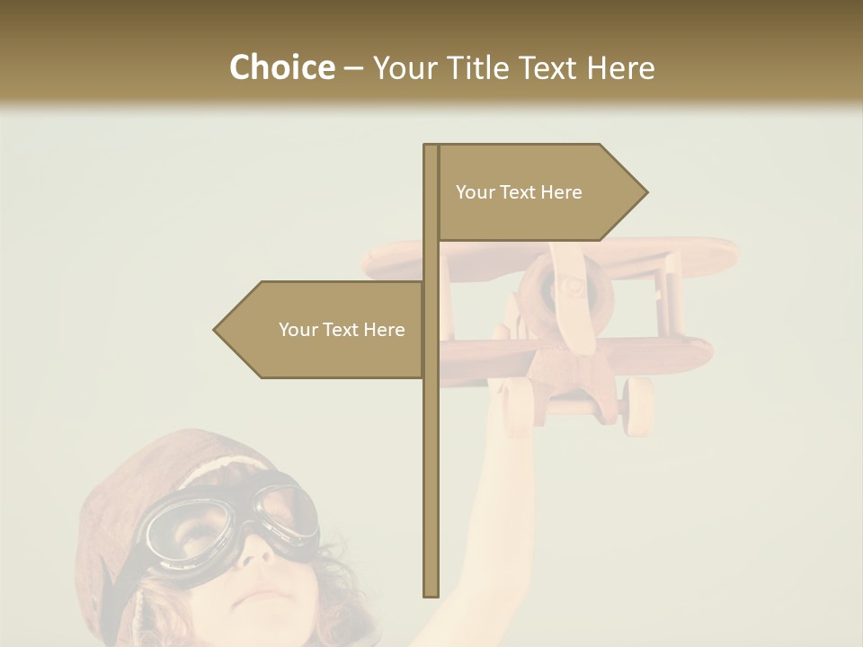 A Little Girl Holding A Toy Airplane In Her Hand PowerPoint Template