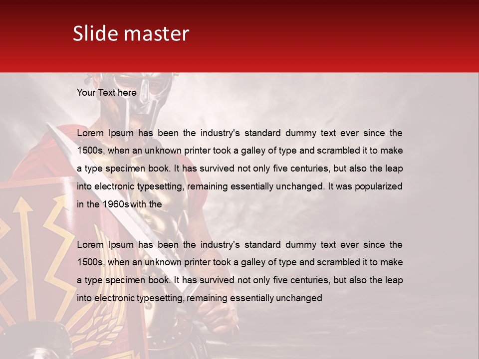 A Man In Armor Holding A Sword And A Shield PowerPoint Template