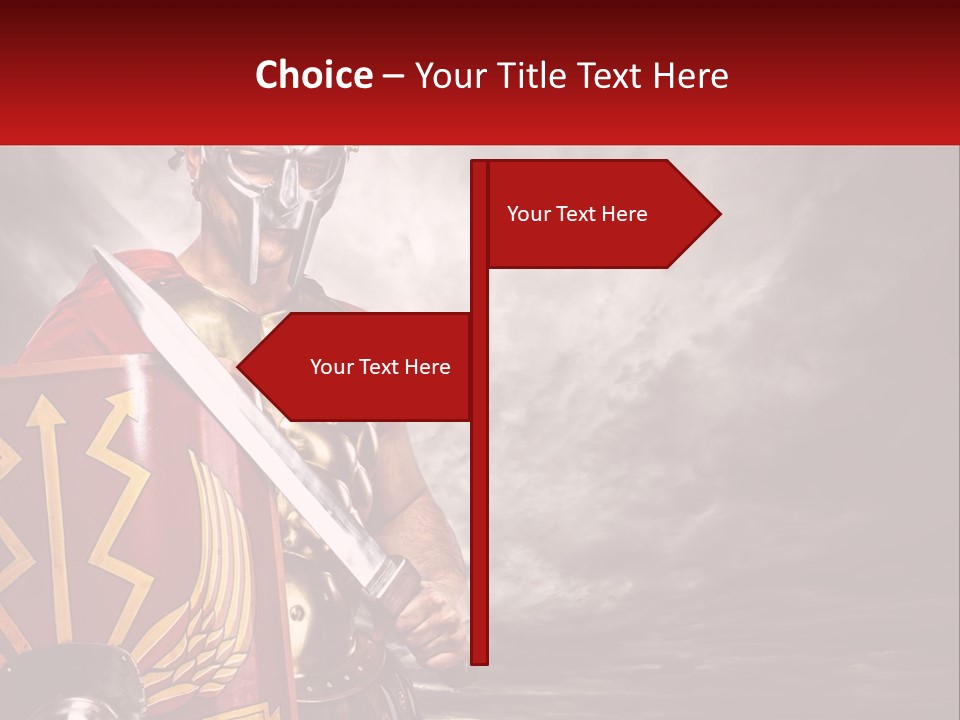A Man In Armor Holding A Sword And A Shield PowerPoint Template