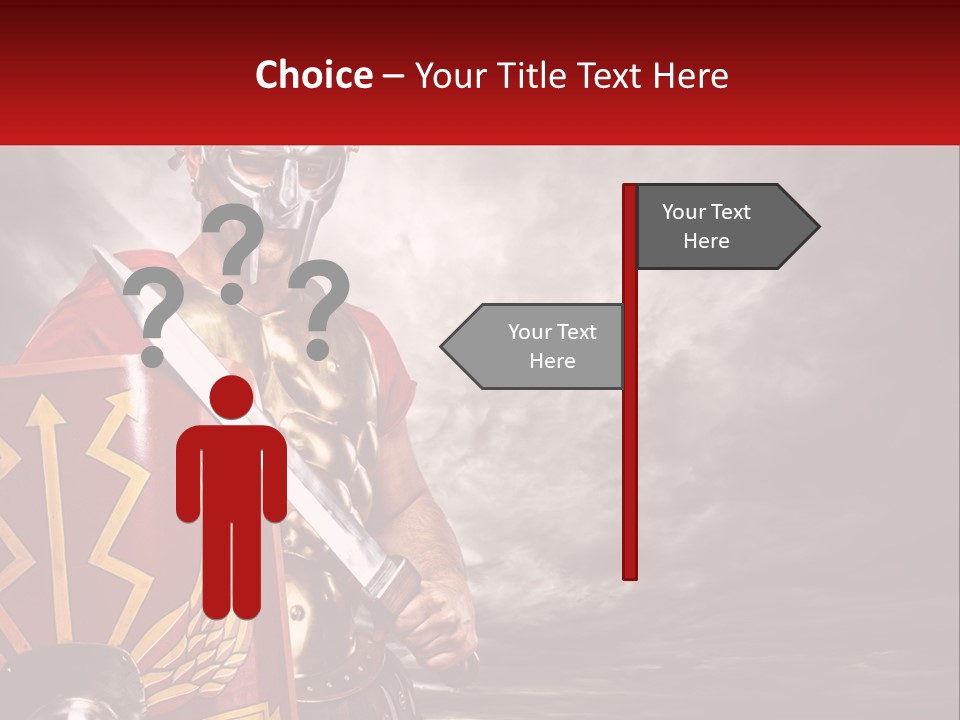 A Man In Armor Holding A Sword And A Shield PowerPoint Template