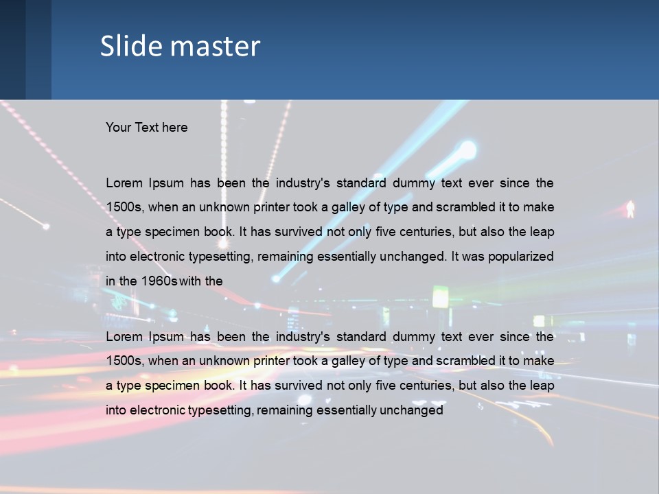 A Blurry Image Of A City Street At Night PowerPoint Template