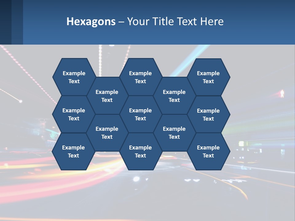 A Blurry Image Of A City Street At Night PowerPoint Template