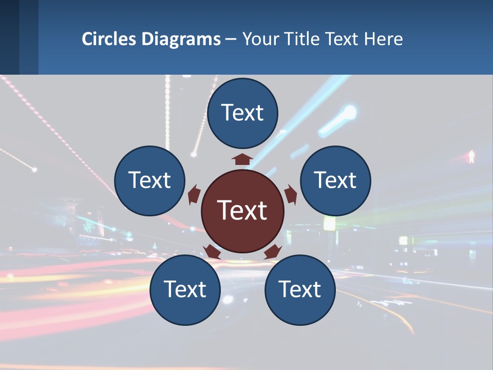 A Blurry Image Of A City Street At Night PowerPoint Template