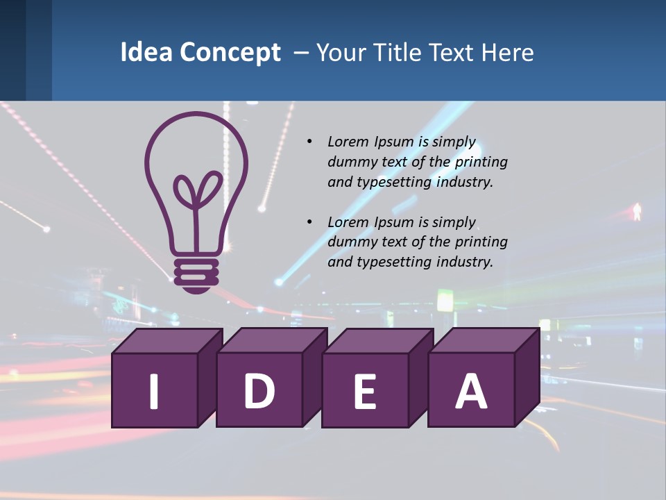 A Blurry Image Of A City Street At Night PowerPoint Template