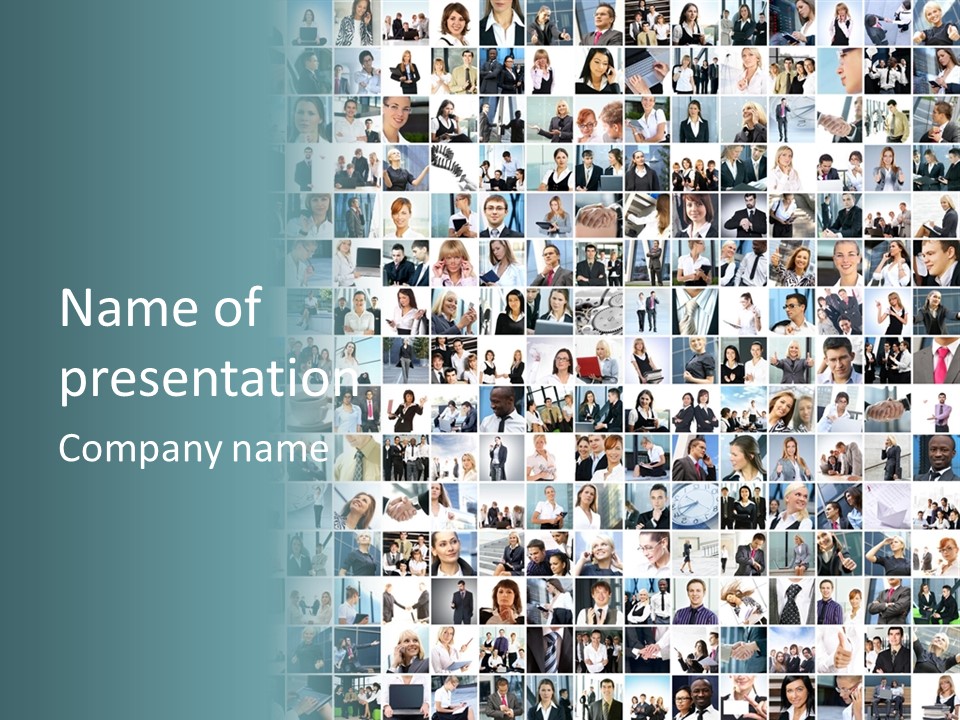 A Large Group Of People Are Arranged In A Grid PowerPoint Template