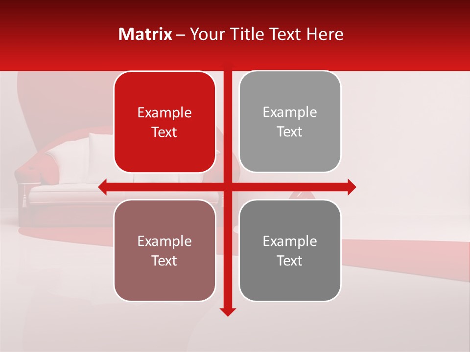 A Red And White Couch Sitting In Front Of A White Wall PowerPoint Template