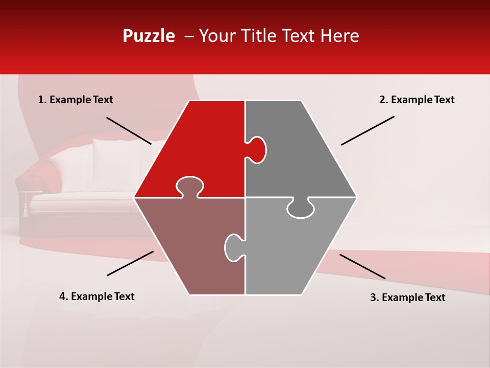 A Red And White Couch Sitting In Front Of A White Wall PowerPoint Template