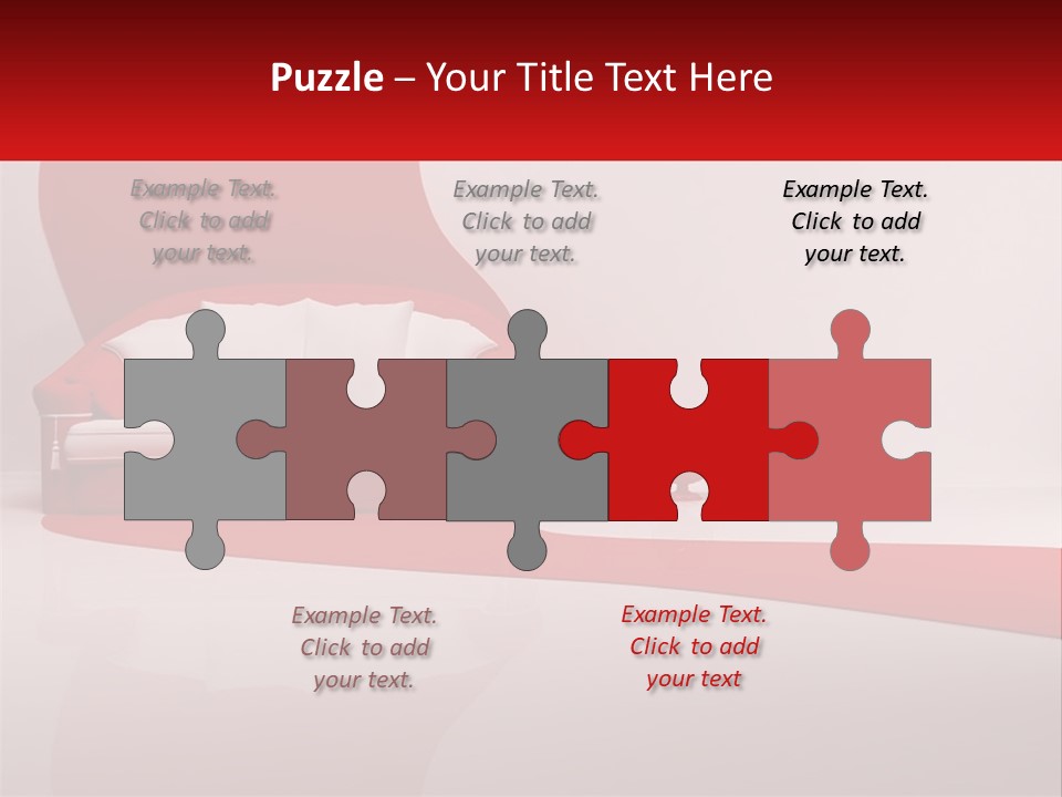 A Red And White Couch Sitting In Front Of A White Wall PowerPoint Template