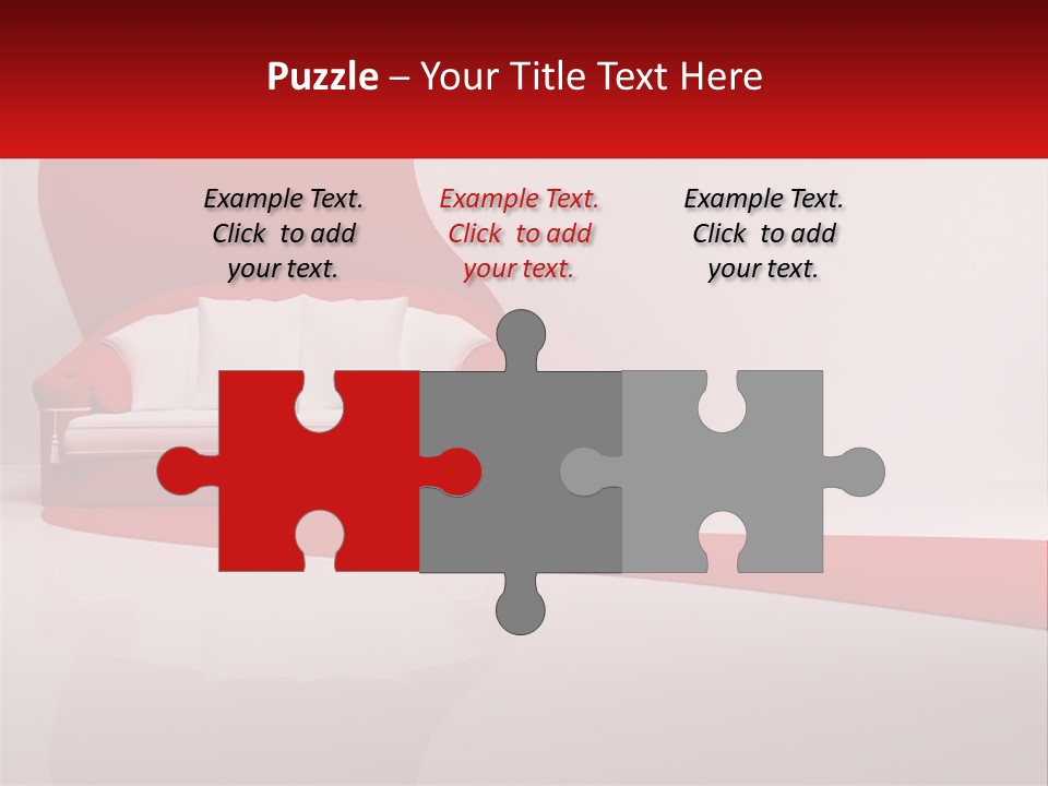 A Red And White Couch Sitting In Front Of A White Wall PowerPoint Template