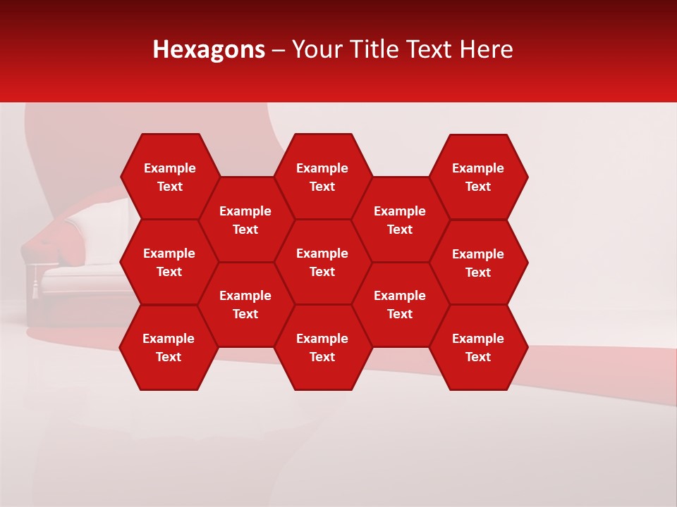 A Red And White Couch Sitting In Front Of A White Wall PowerPoint Template