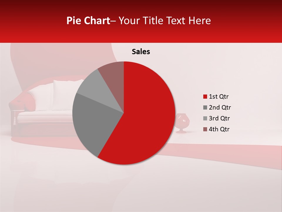 A Red And White Couch Sitting In Front Of A White Wall PowerPoint Template