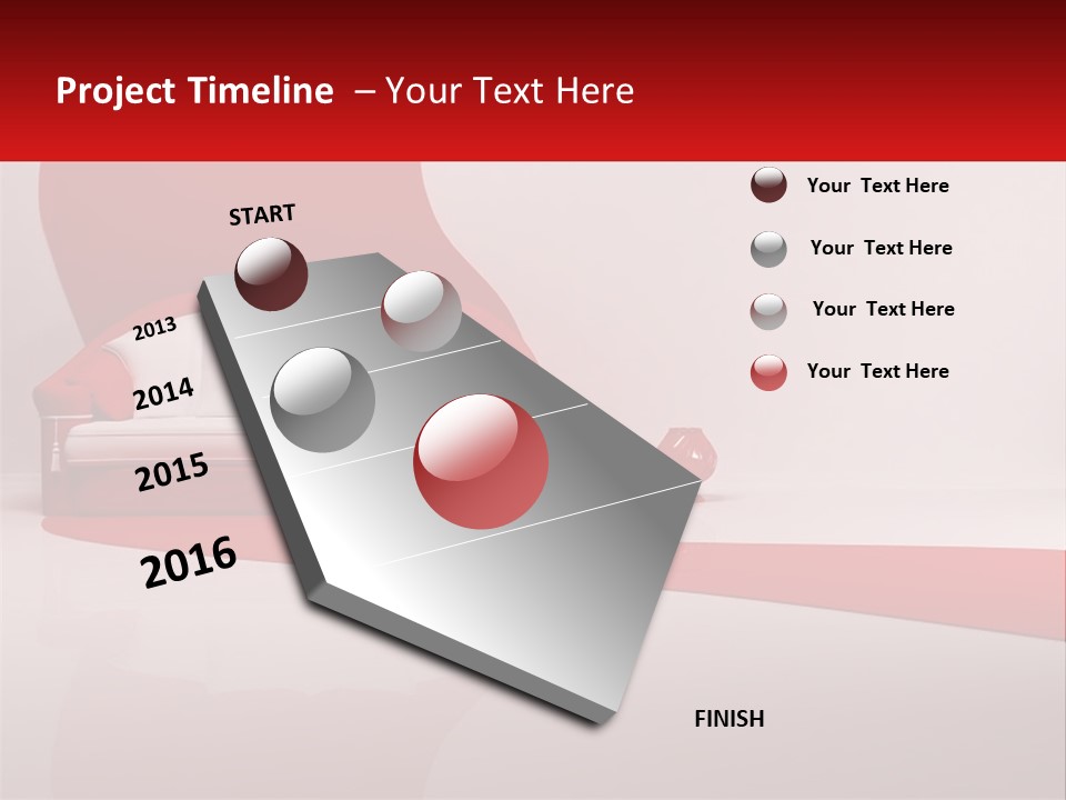 A Red And White Couch Sitting In Front Of A White Wall PowerPoint Template