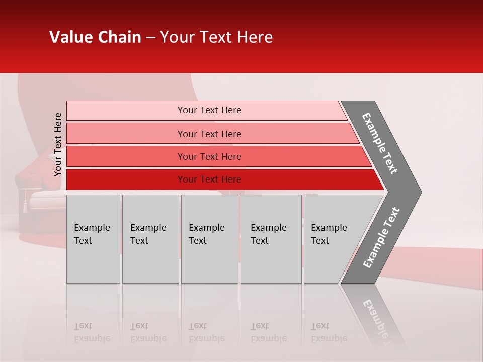 A Red And White Couch Sitting In Front Of A White Wall PowerPoint Template