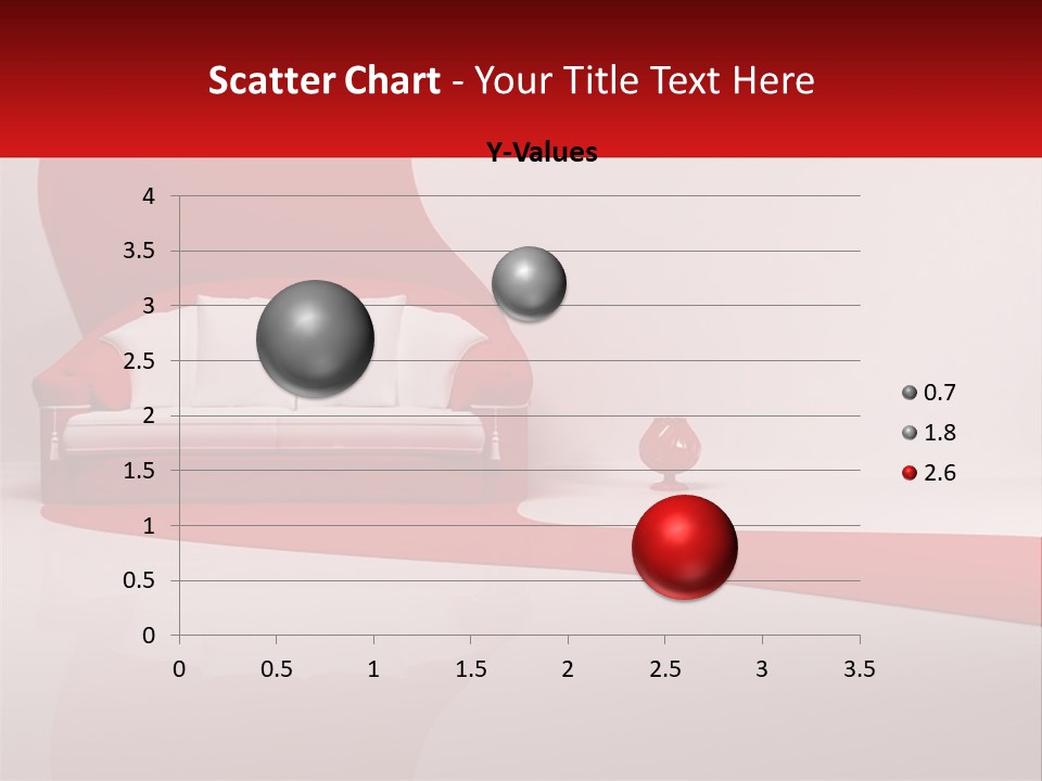 A Red And White Couch Sitting In Front Of A White Wall PowerPoint Template
