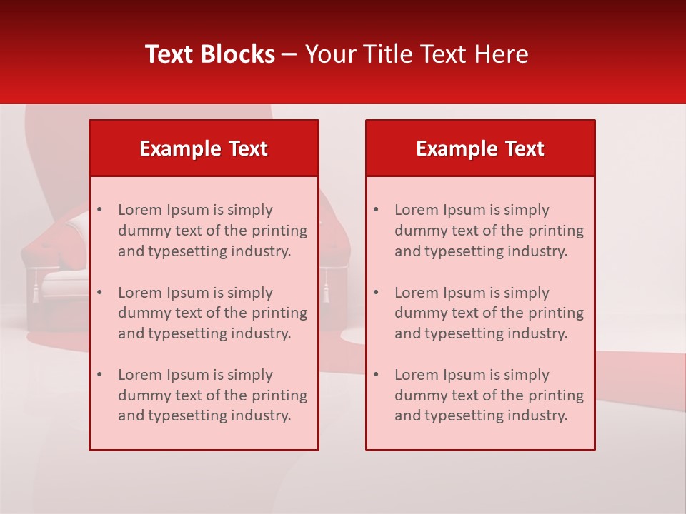 A Red And White Couch Sitting In Front Of A White Wall PowerPoint Template