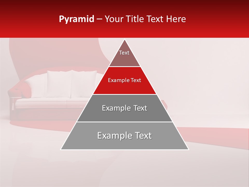 A Red And White Couch Sitting In Front Of A White Wall PowerPoint Template