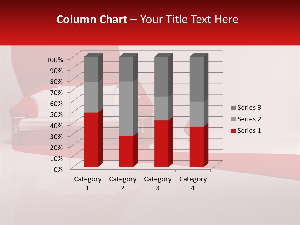 A Red And White Couch Sitting In Front Of A White Wall PowerPoint Template