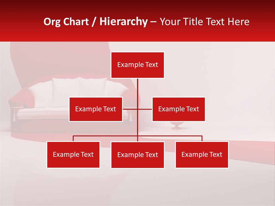 A Red And White Couch Sitting In Front Of A White Wall PowerPoint Template
