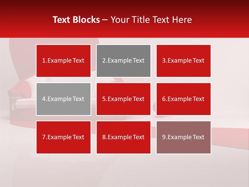 A Red And White Couch Sitting In Front Of A White Wall PowerPoint Template