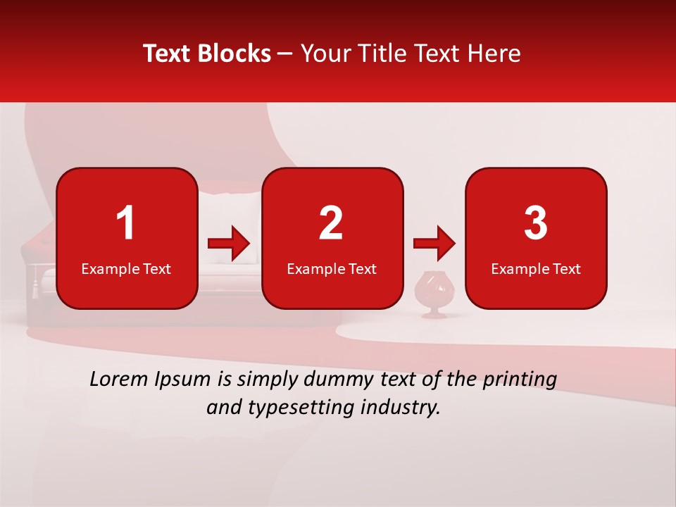 A Red And White Couch Sitting In Front Of A White Wall PowerPoint Template