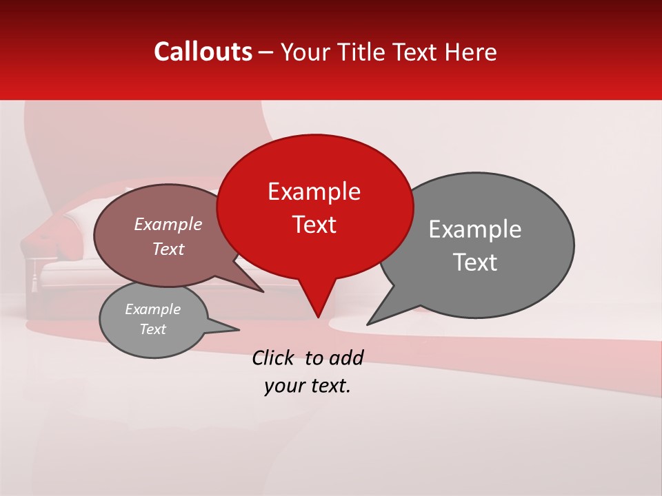 A Red And White Couch Sitting In Front Of A White Wall PowerPoint Template