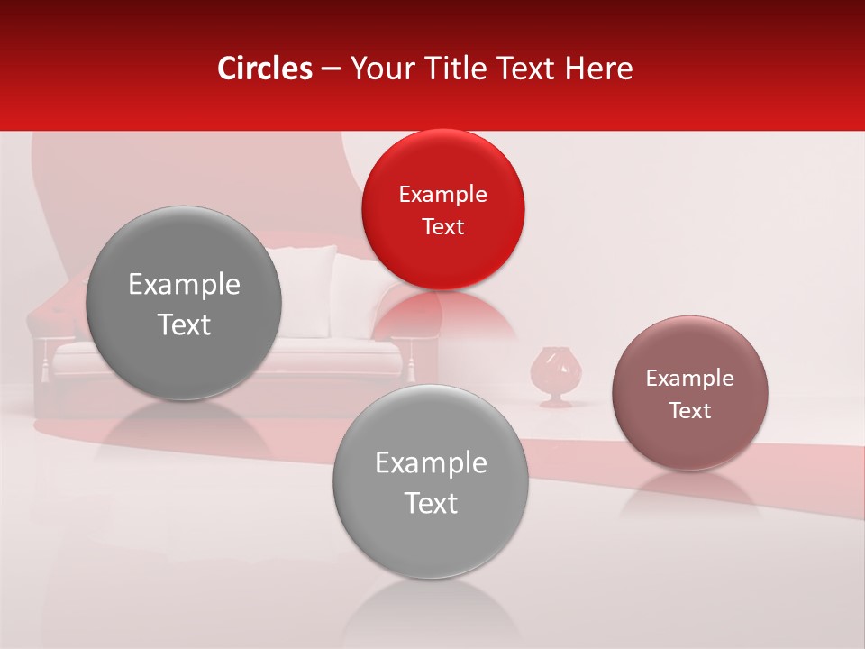 A Red And White Couch Sitting In Front Of A White Wall PowerPoint Template