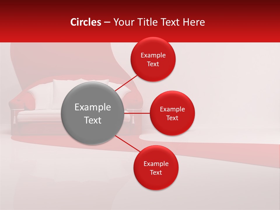 A Red And White Couch Sitting In Front Of A White Wall PowerPoint Template