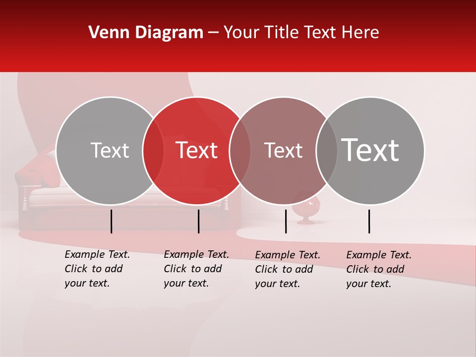 A Red And White Couch Sitting In Front Of A White Wall PowerPoint Template