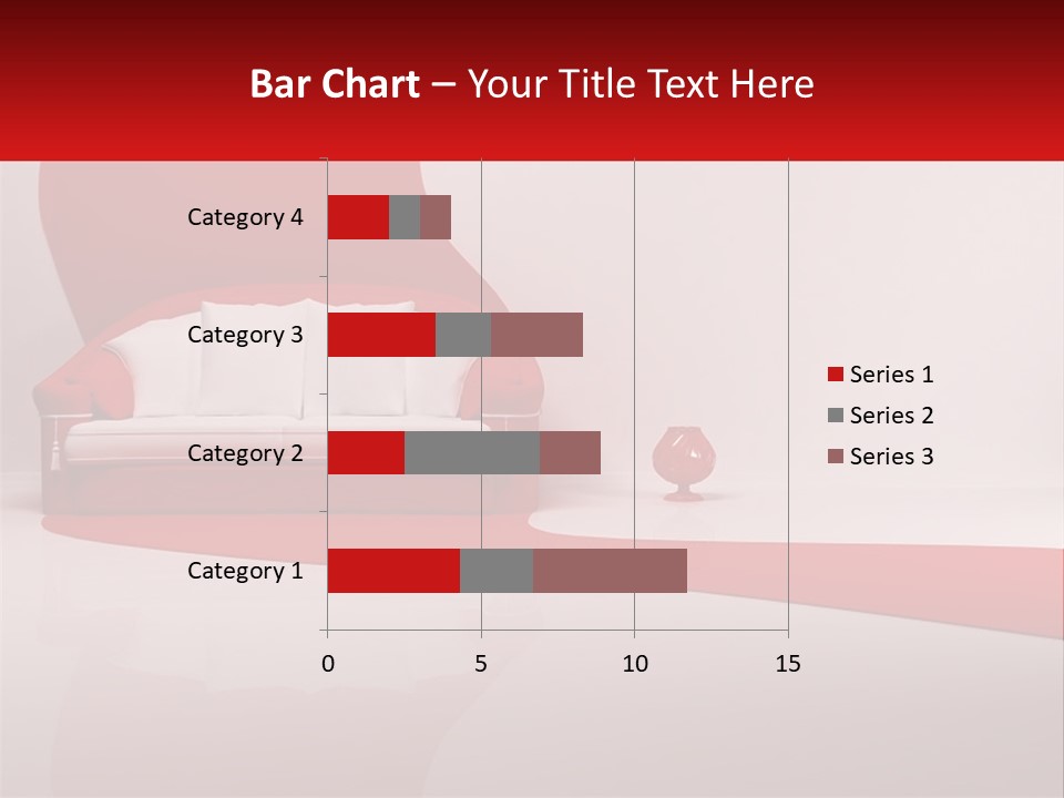 A Red And White Couch Sitting In Front Of A White Wall PowerPoint Template