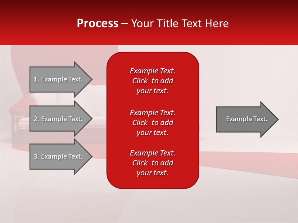 A Red And White Couch Sitting In Front Of A White Wall PowerPoint Template