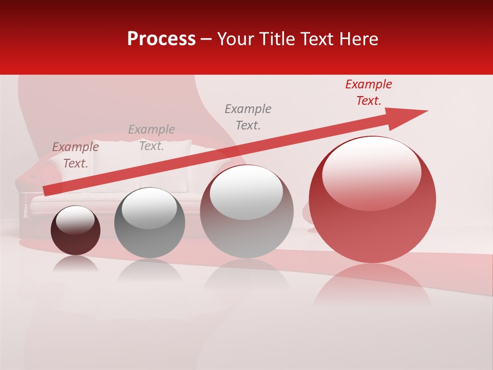 A Red And White Couch Sitting In Front Of A White Wall PowerPoint Template