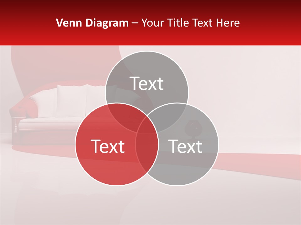 A Red And White Couch Sitting In Front Of A White Wall PowerPoint Template