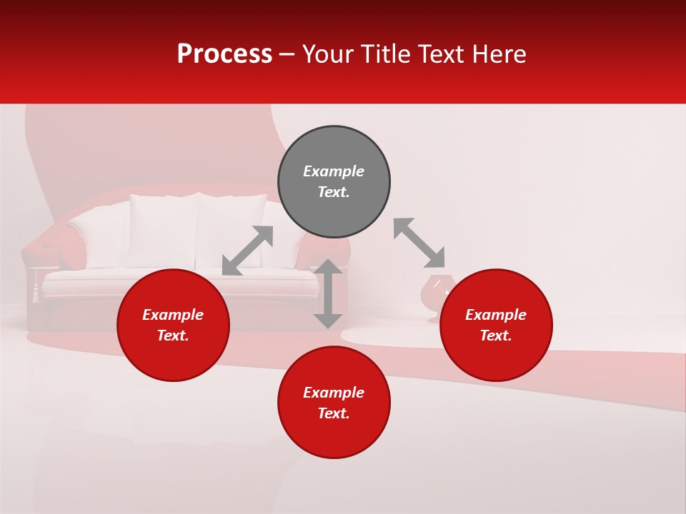 A Red And White Couch Sitting In Front Of A White Wall PowerPoint Template