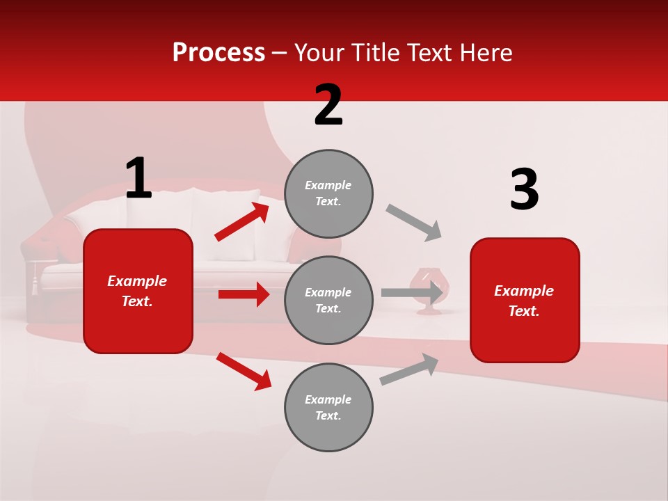 A Red And White Couch Sitting In Front Of A White Wall PowerPoint Template