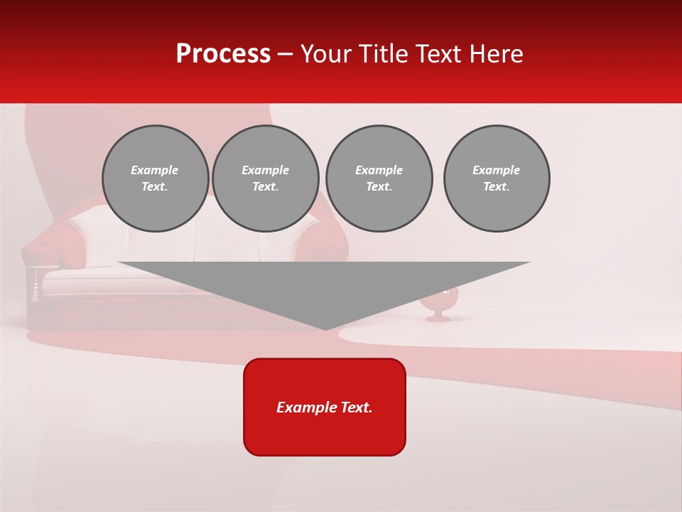 A Red And White Couch Sitting In Front Of A White Wall PowerPoint Template