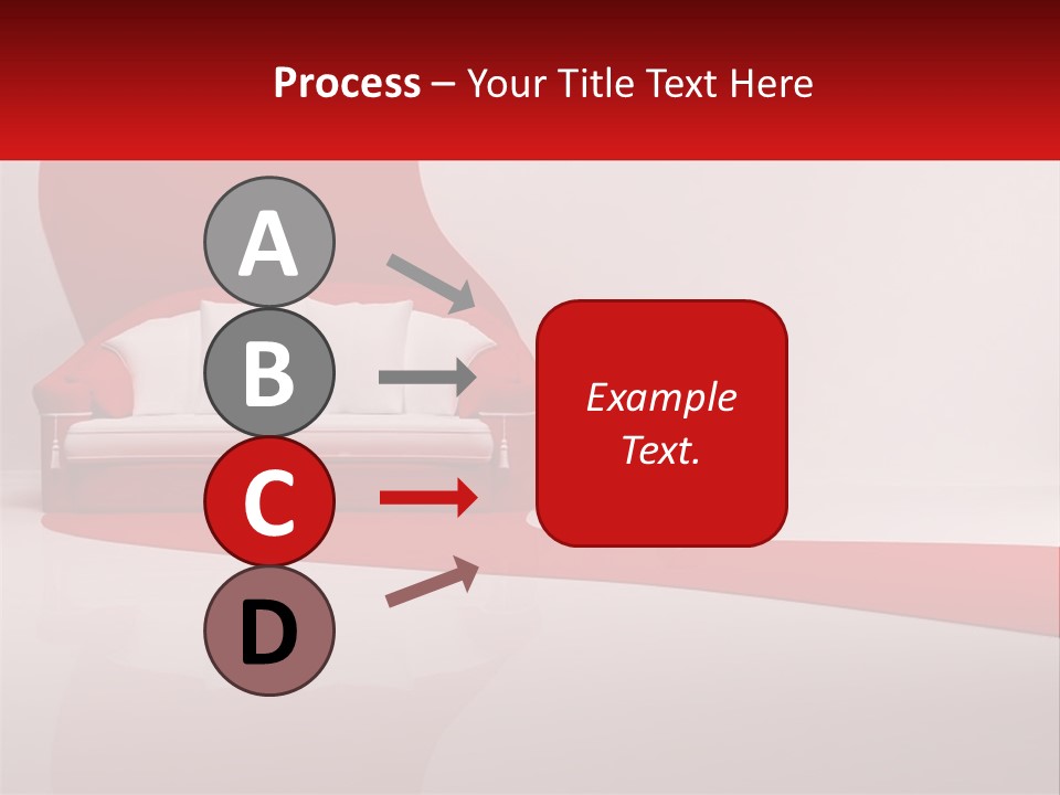A Red And White Couch Sitting In Front Of A White Wall PowerPoint Template